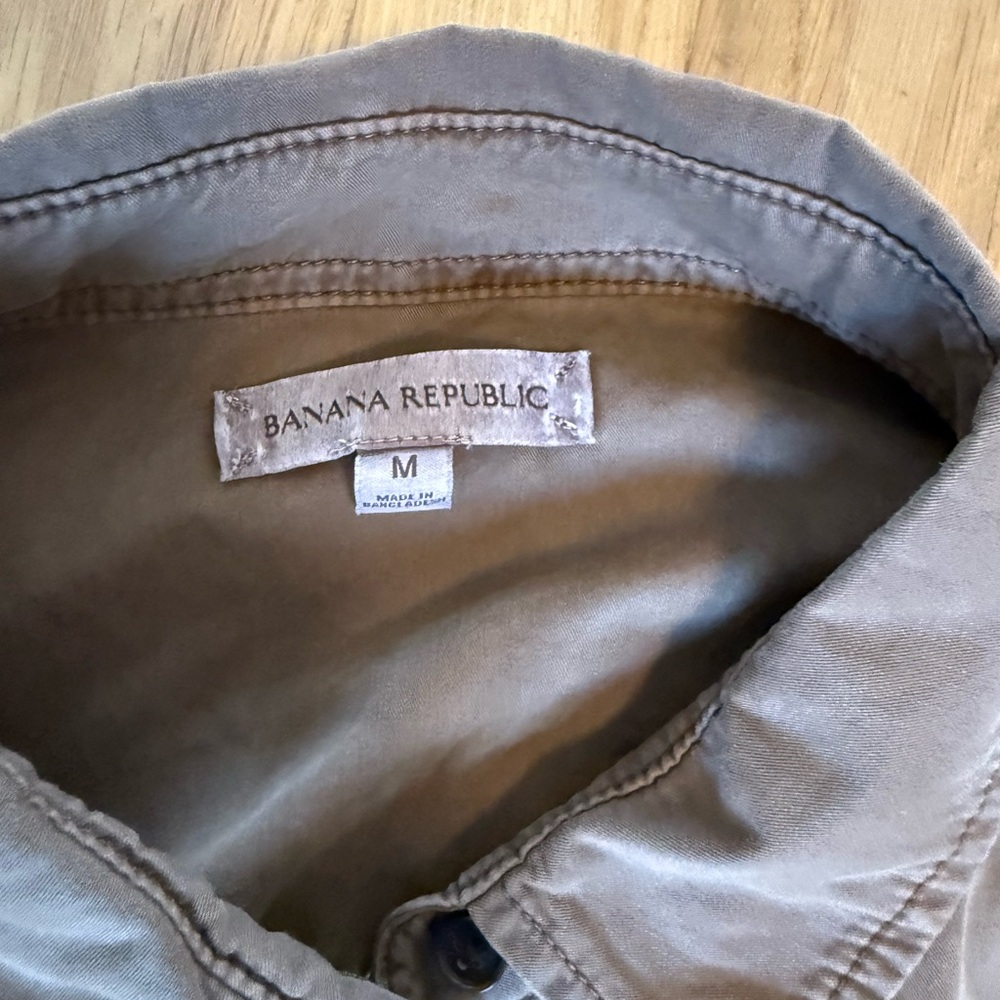 COTTON TWILL UTILITY TUNIC Beige Tan Banana Republic Button down jacket M - Picture 7 of 15